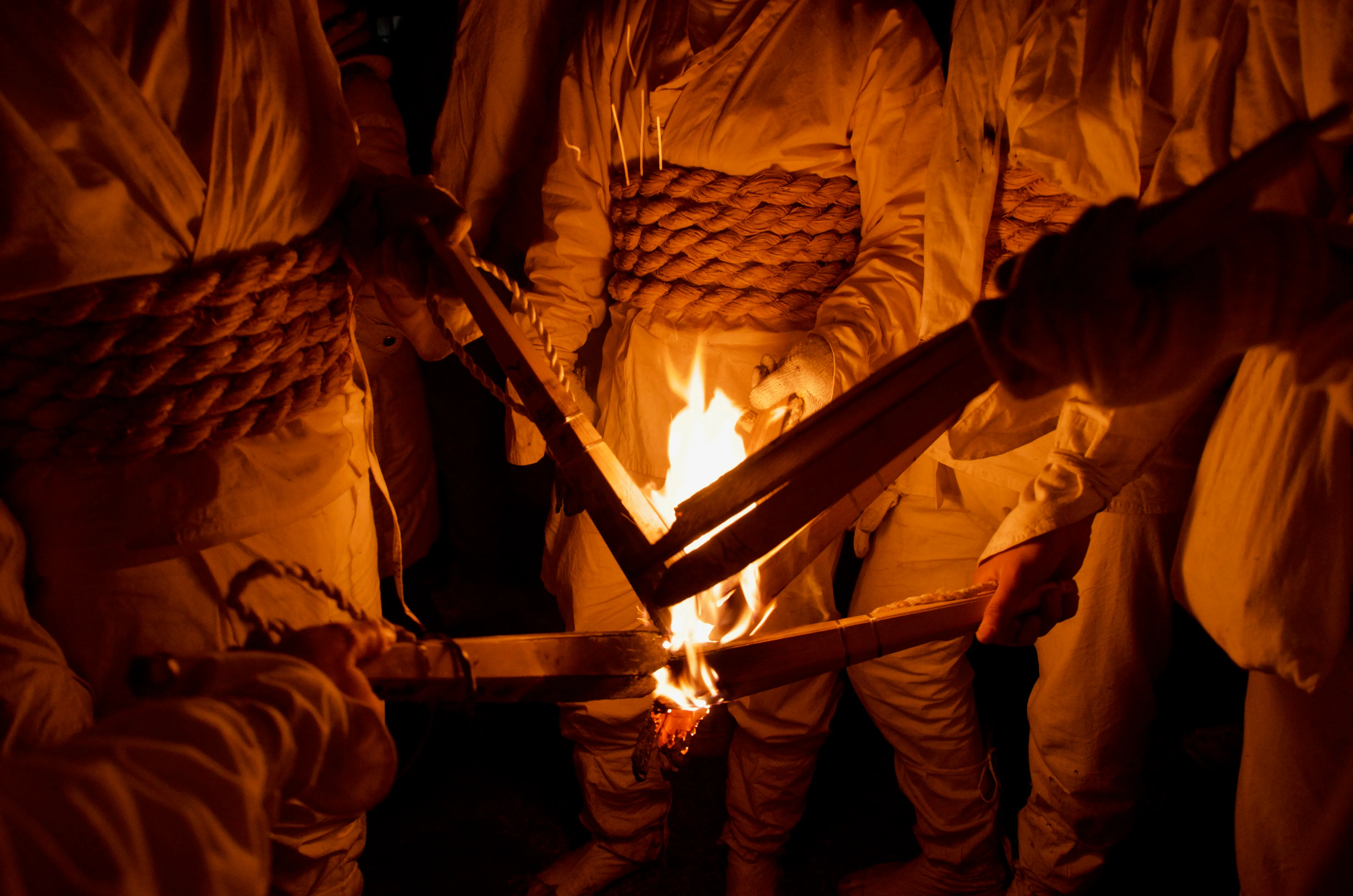 Noboriko light their torches at the halfway point.